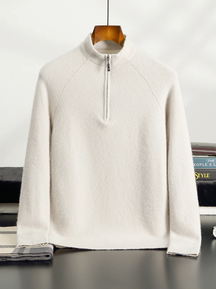 Новый мужской свитер из 100% козьего кашемира с воротником-стойкой - Фотография_4