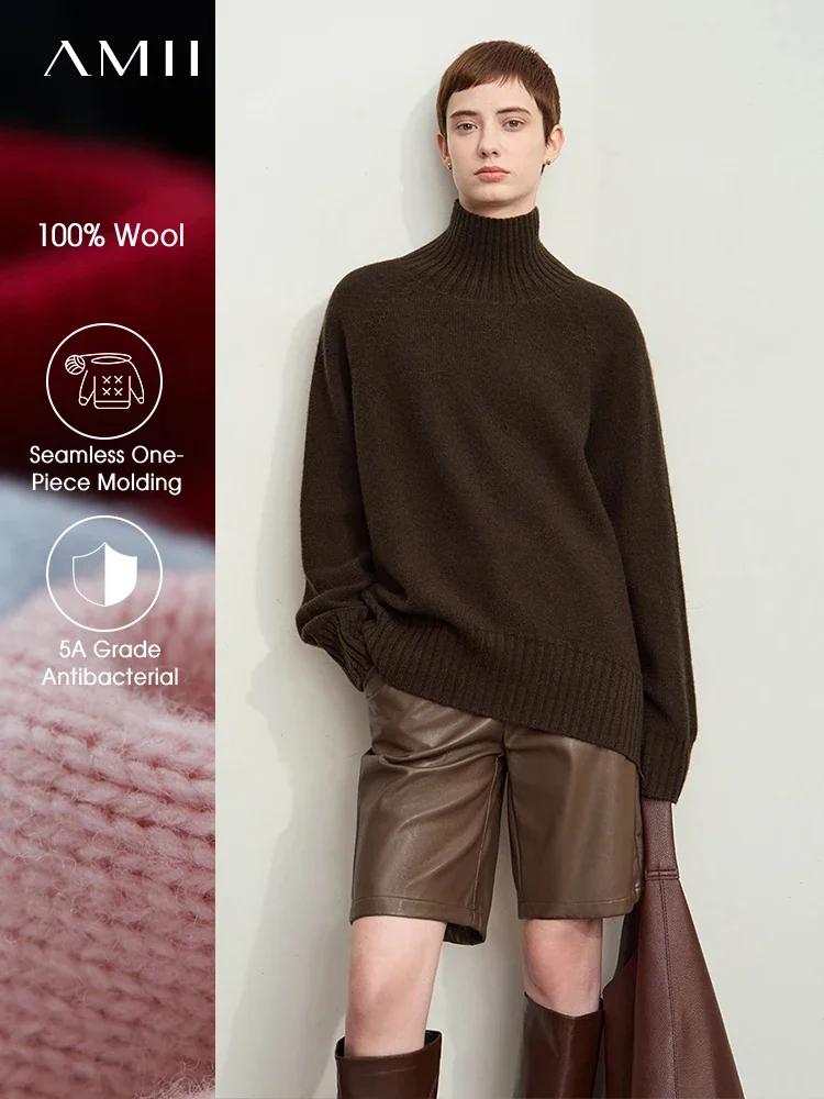 Amii минималистичный зимний женский универсальный водолазка 2024