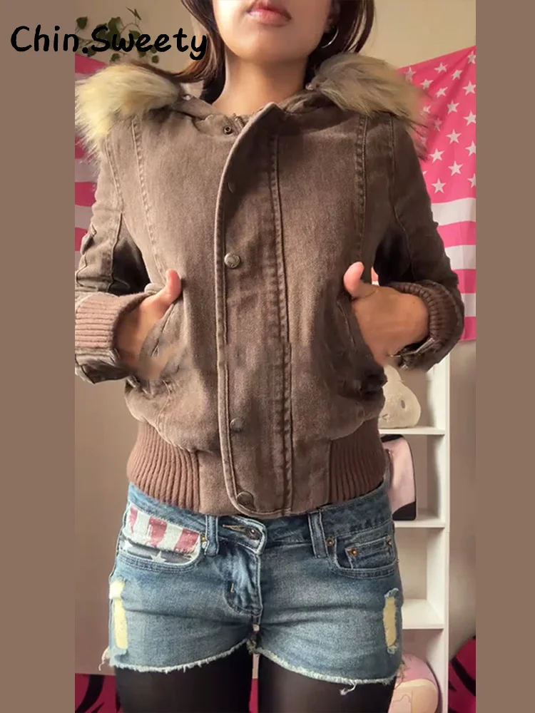 Винтажные женские укороченные пальто с капюшоном - Фотография_2