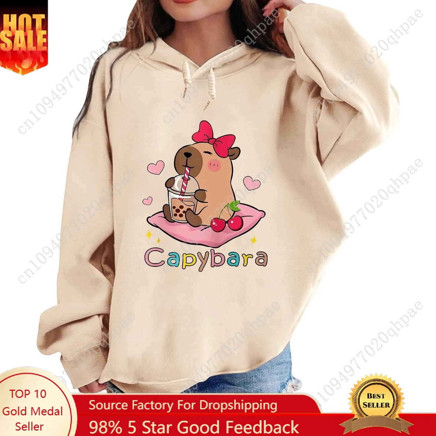 Милые толстовки с рисунком капибары для девочек-подростков