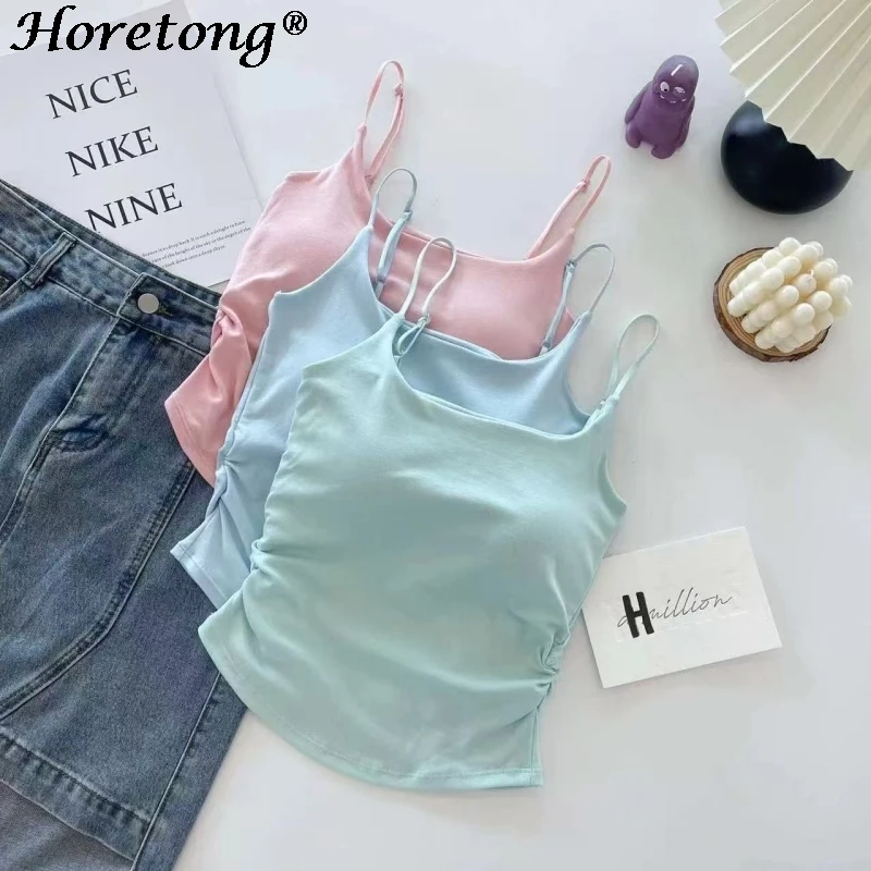 Женская плиссированная майка horetong с подушкой на груди - Фотография_5