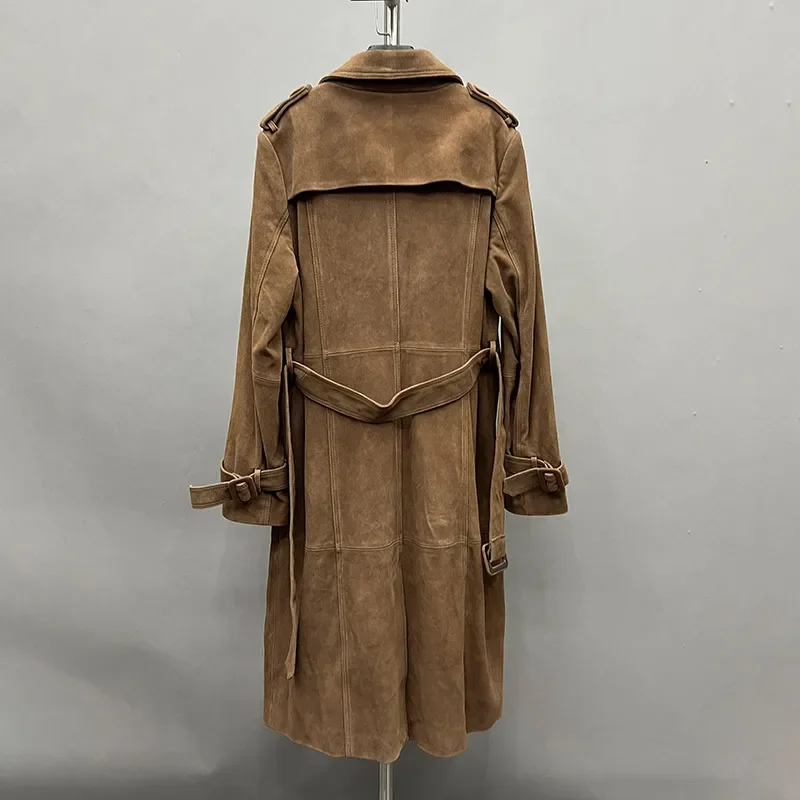 Женский длинный тренчкот с поясом - Фотография_6