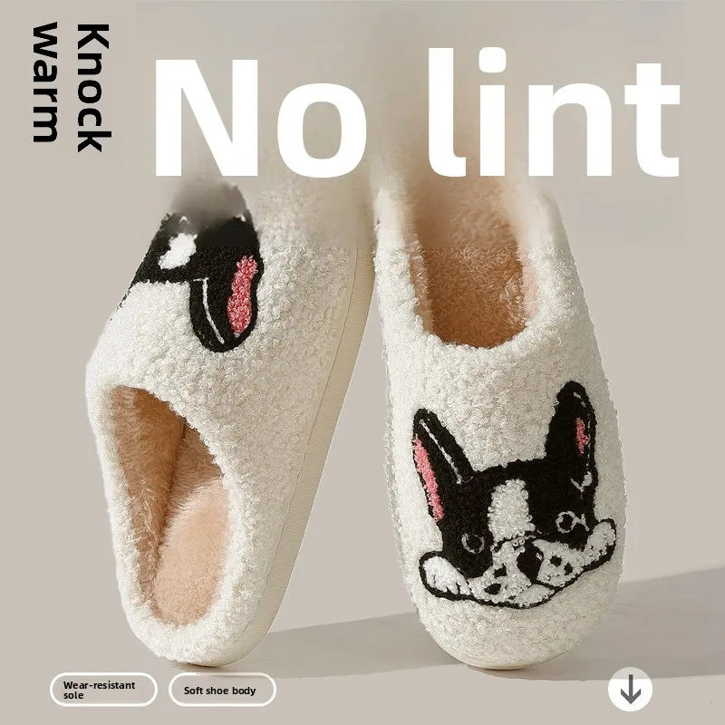 A012-женские плюшевые тапочки bulldog - Фотография_2