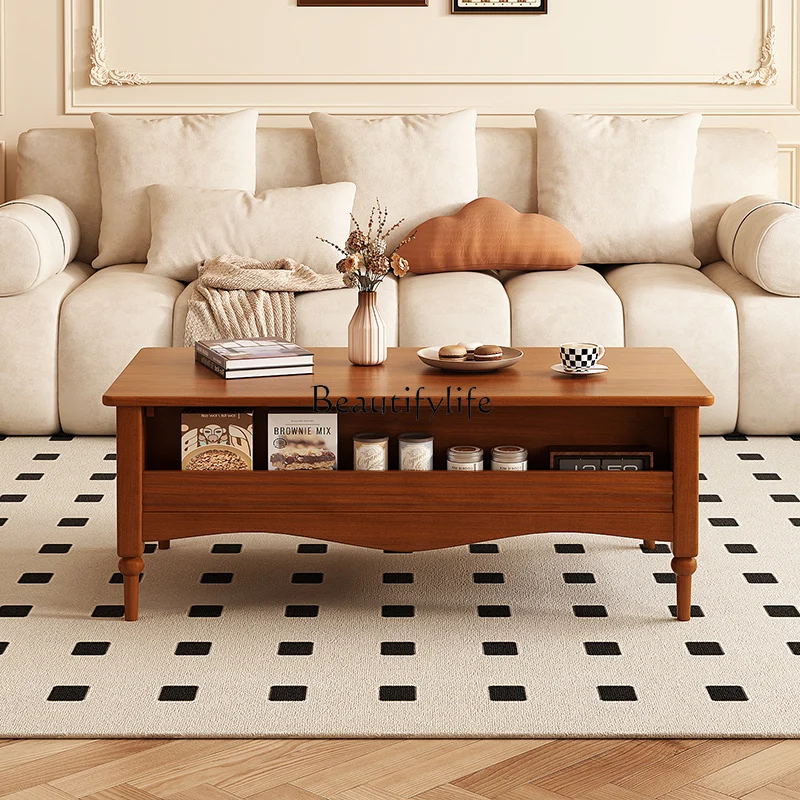 Французский выдвижной журнальный столик из цельного дерева - Фотография_4