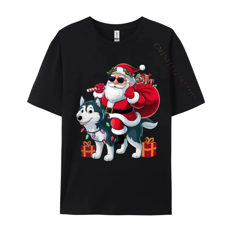 Xmas lighting santa riding husky