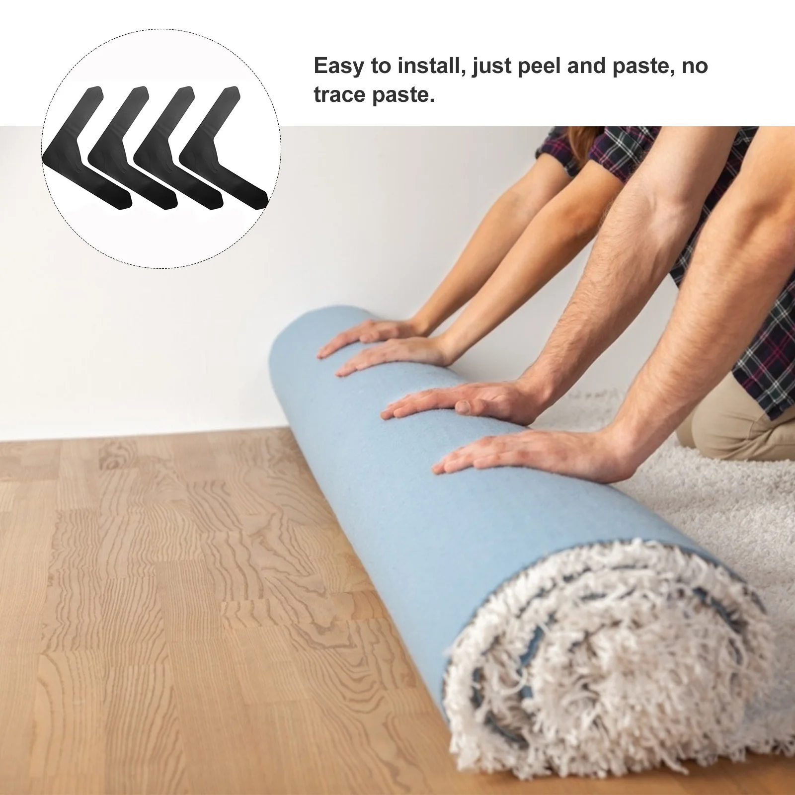 Черные l-образные нескользящие наклейки для ковров - Фотография_6