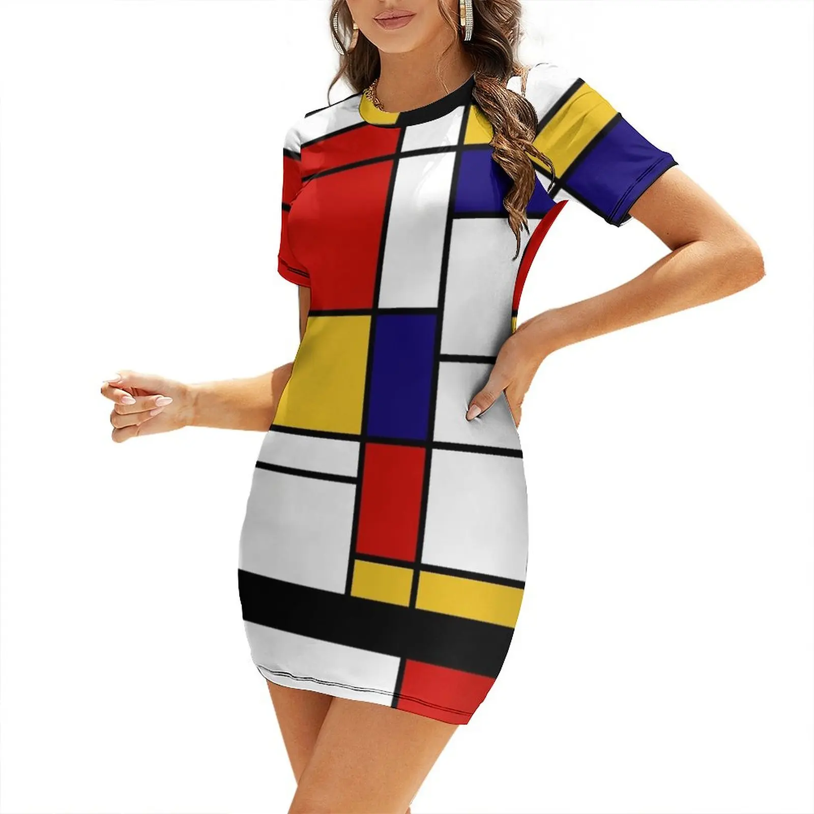 De stijl # 2 (натхранение модницы) платье с короткими рукавами