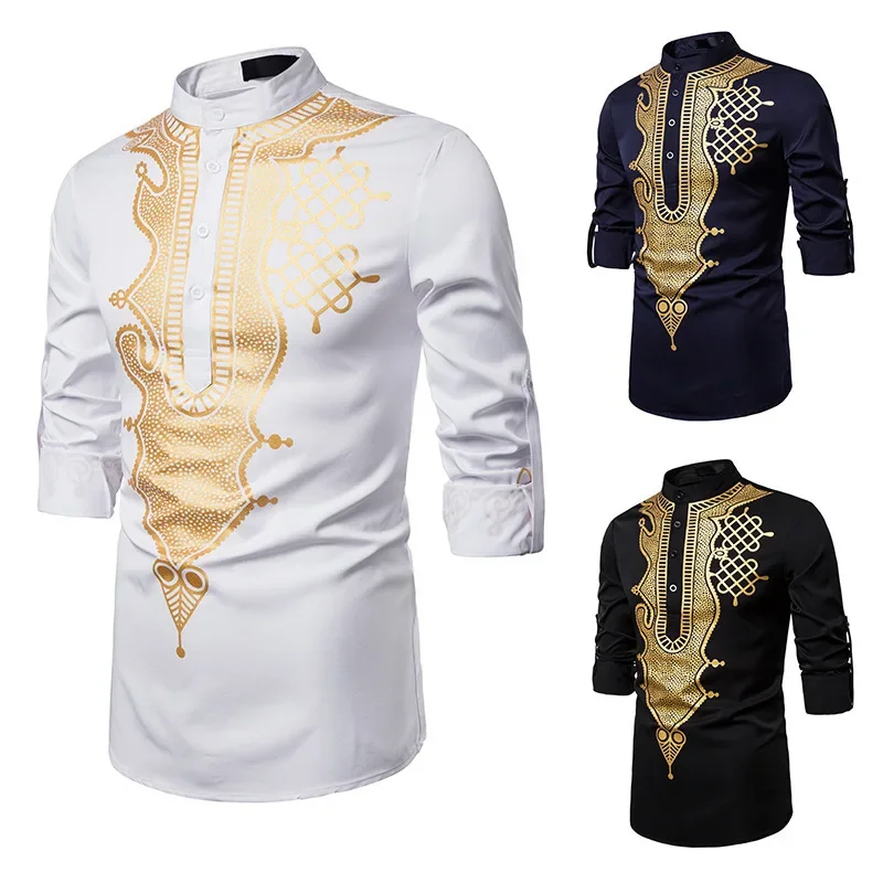 Мужская мусульманская рубашка kurta с тиснением