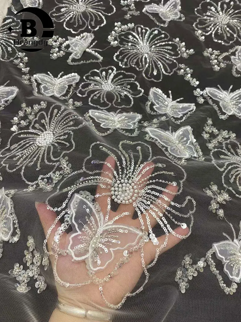 Новейшая африканская кружевная ткань с бисером - Фотография_5