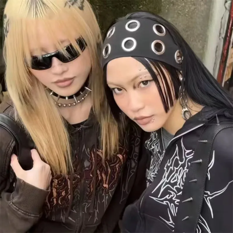 Широкая эластичная повязка на голову в стиле панк для девочек - Фотография_2