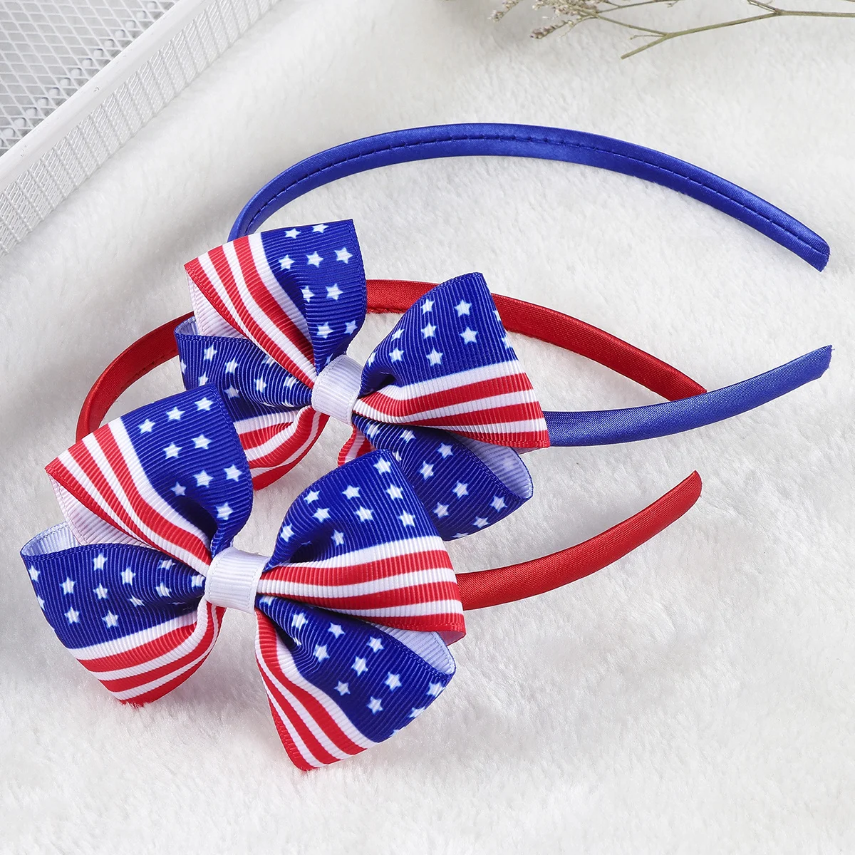 Детская заколка для волос с флагом красной америки и бантом - Фотография_2