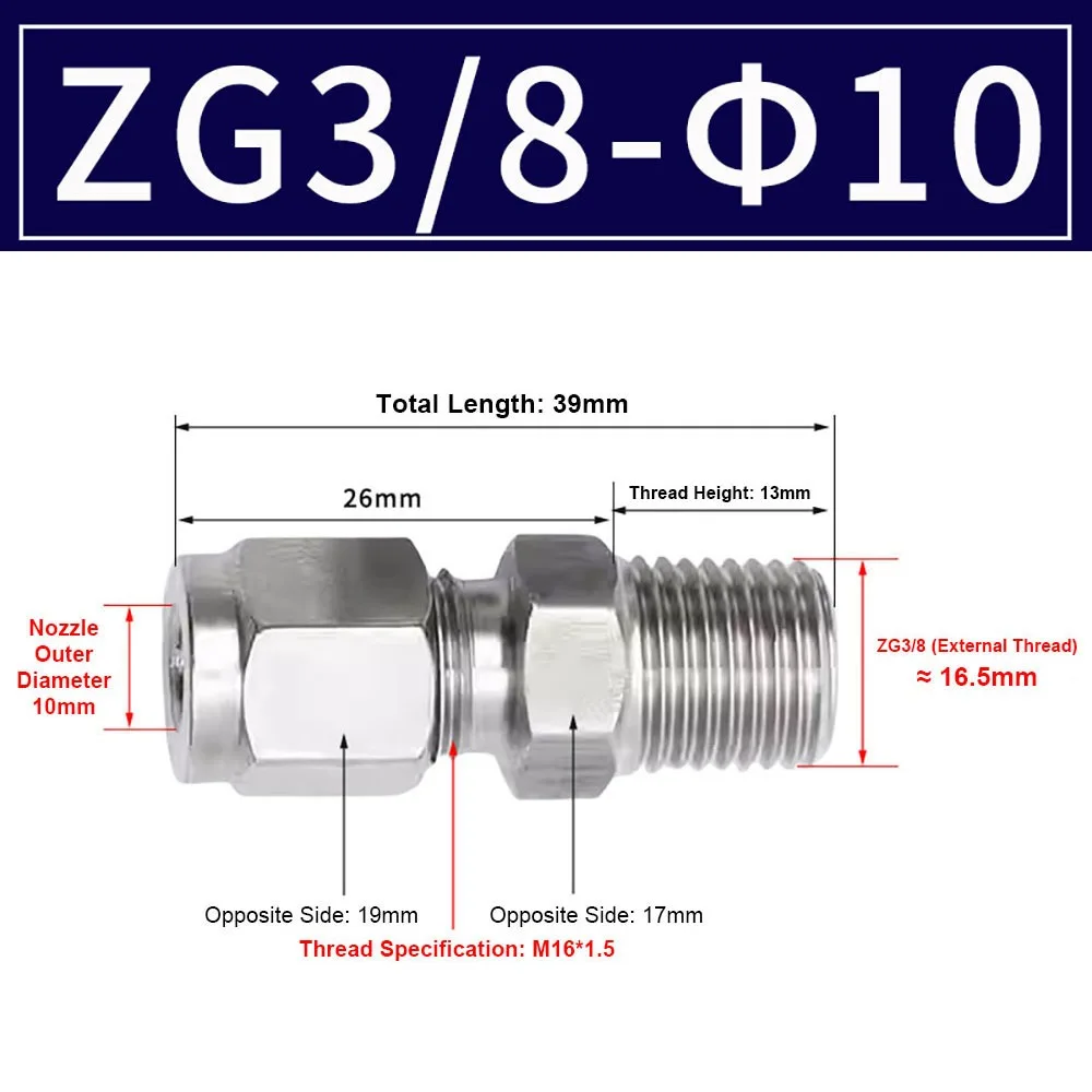 1/8 "1/4" 3/8 "1/2"