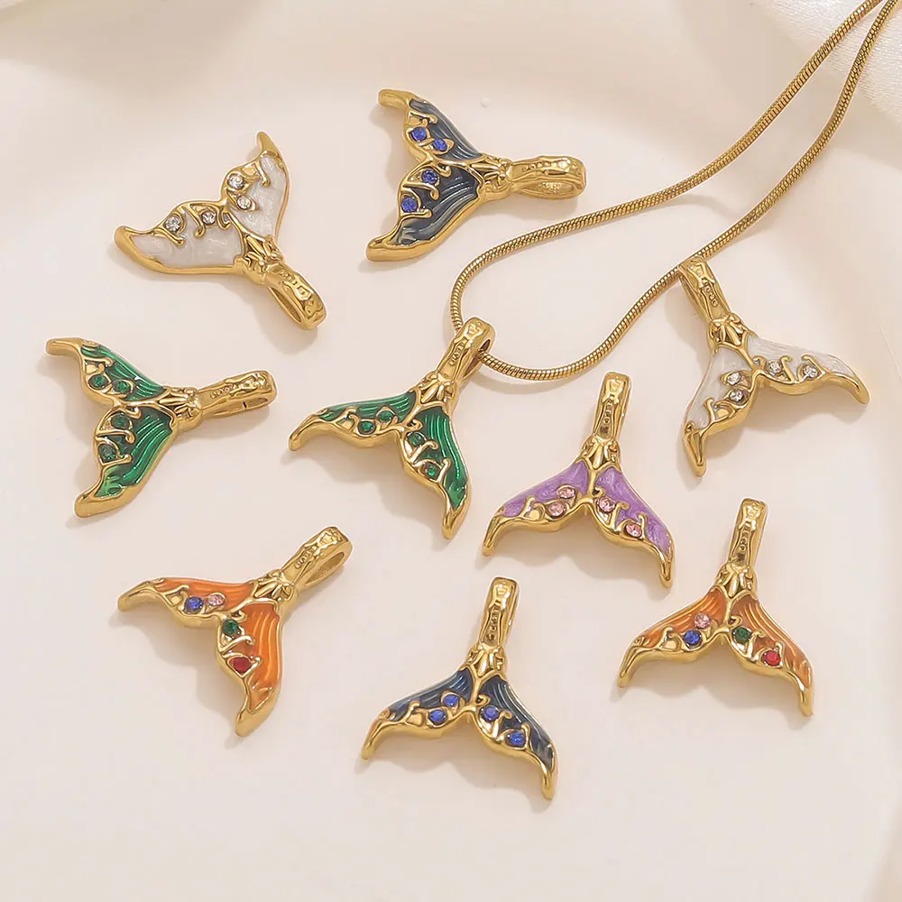 Золотая эмаль хвост русалки подвески