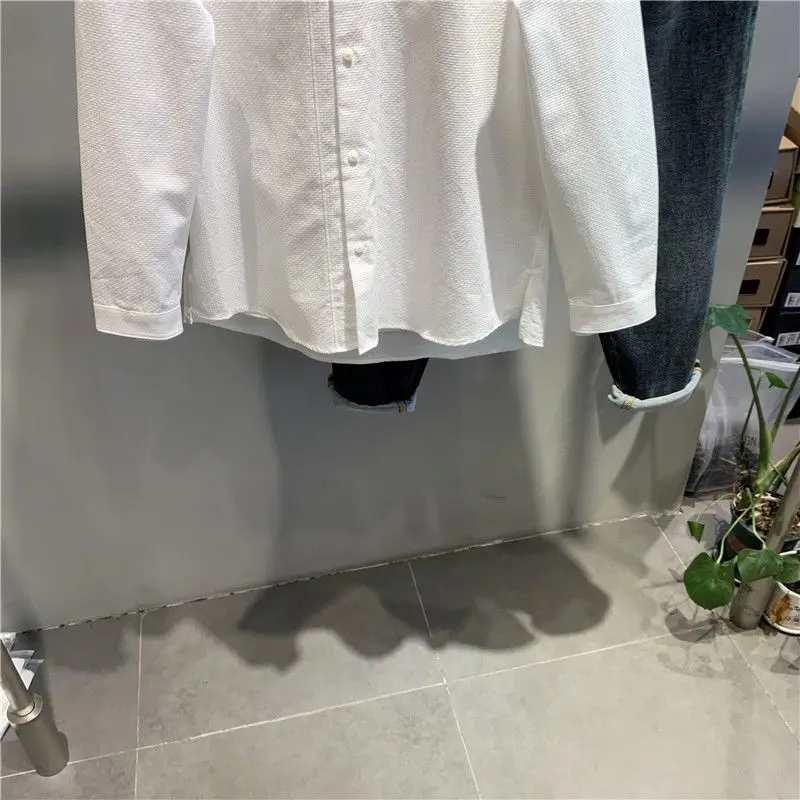 Модная простая универсальная рубашка на пуговицах - Фотография_4