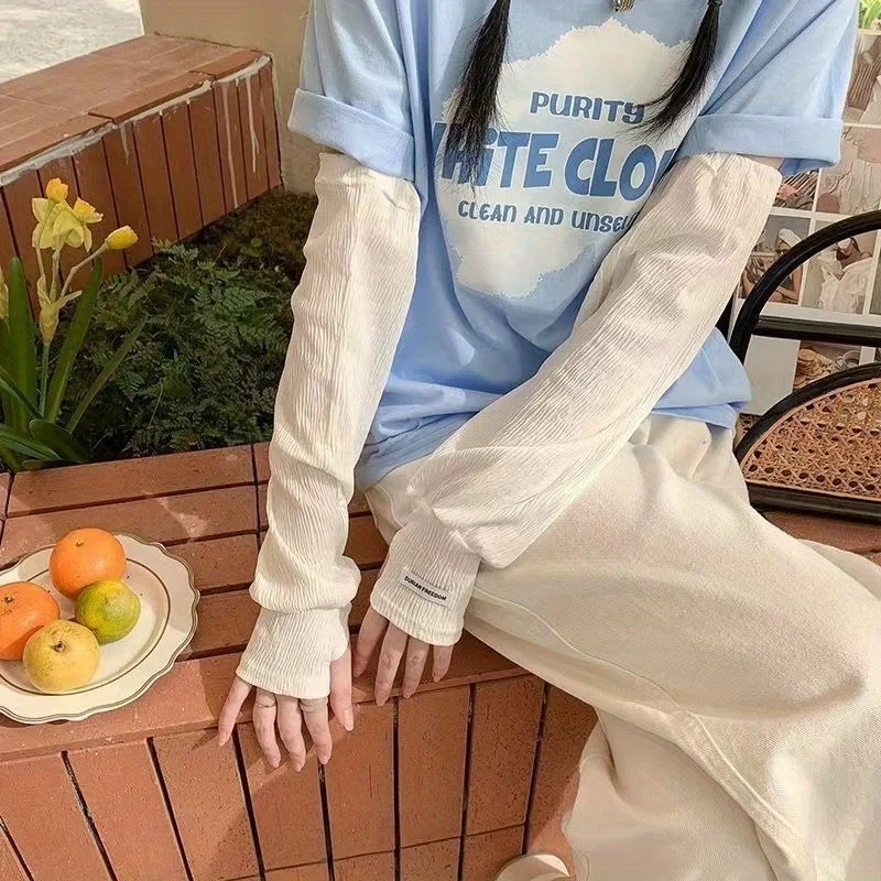 Тщательно выбранные плиссированные солнцезащитные рукава из ледяного шелка - Фотография_2