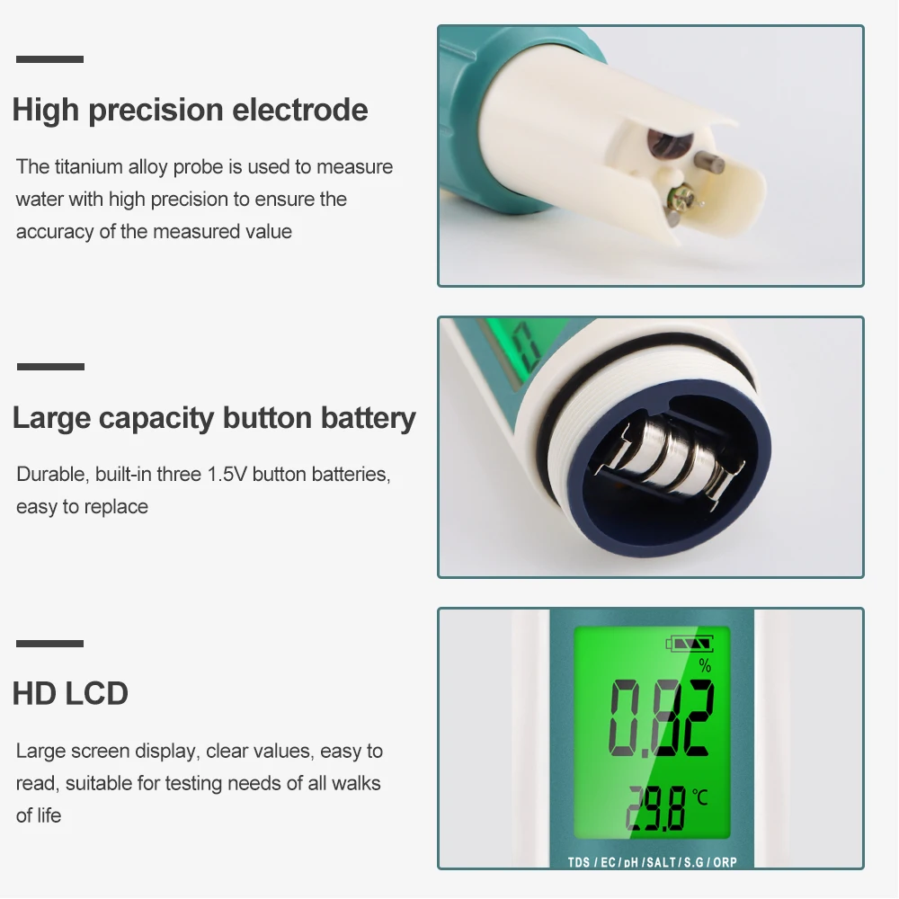 7 в 1 ph tds ec orp измеритель солености s - Фотография_4