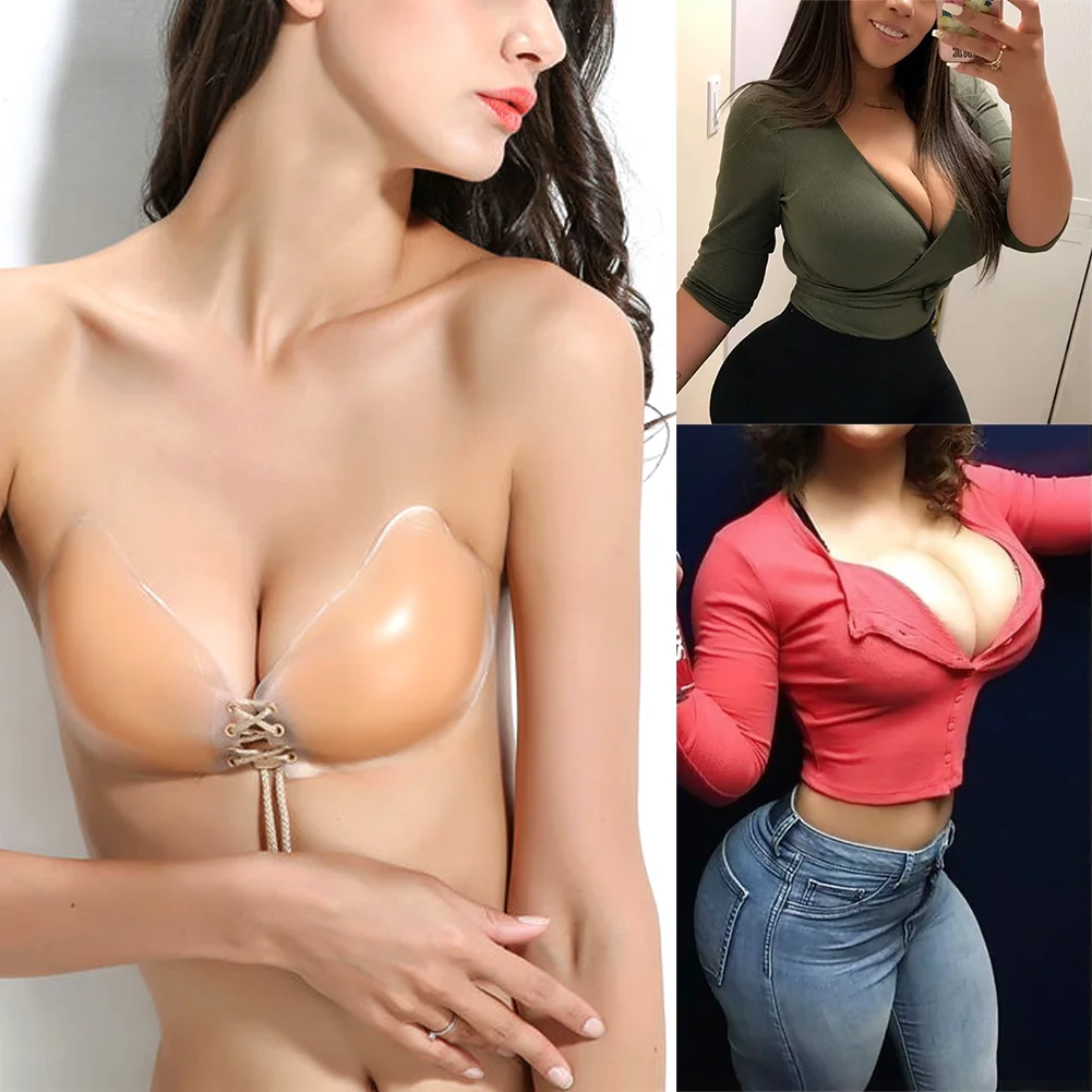 Weichens невидимый клейкий бюстгальтер без бретелек для подтяжки груди - Фотография_2