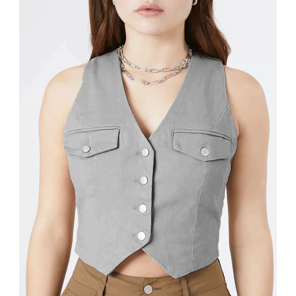 Хаки женский жилет современный - Фотография_4