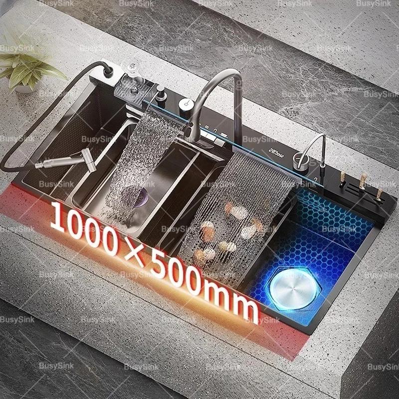 Кухонная мойка с водопадом из нержавеющей стали