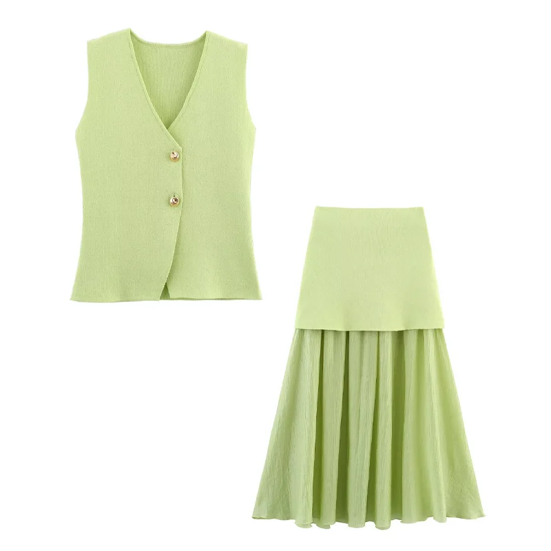 Smvp women 2 piece set chic v-neck - Фотография_4