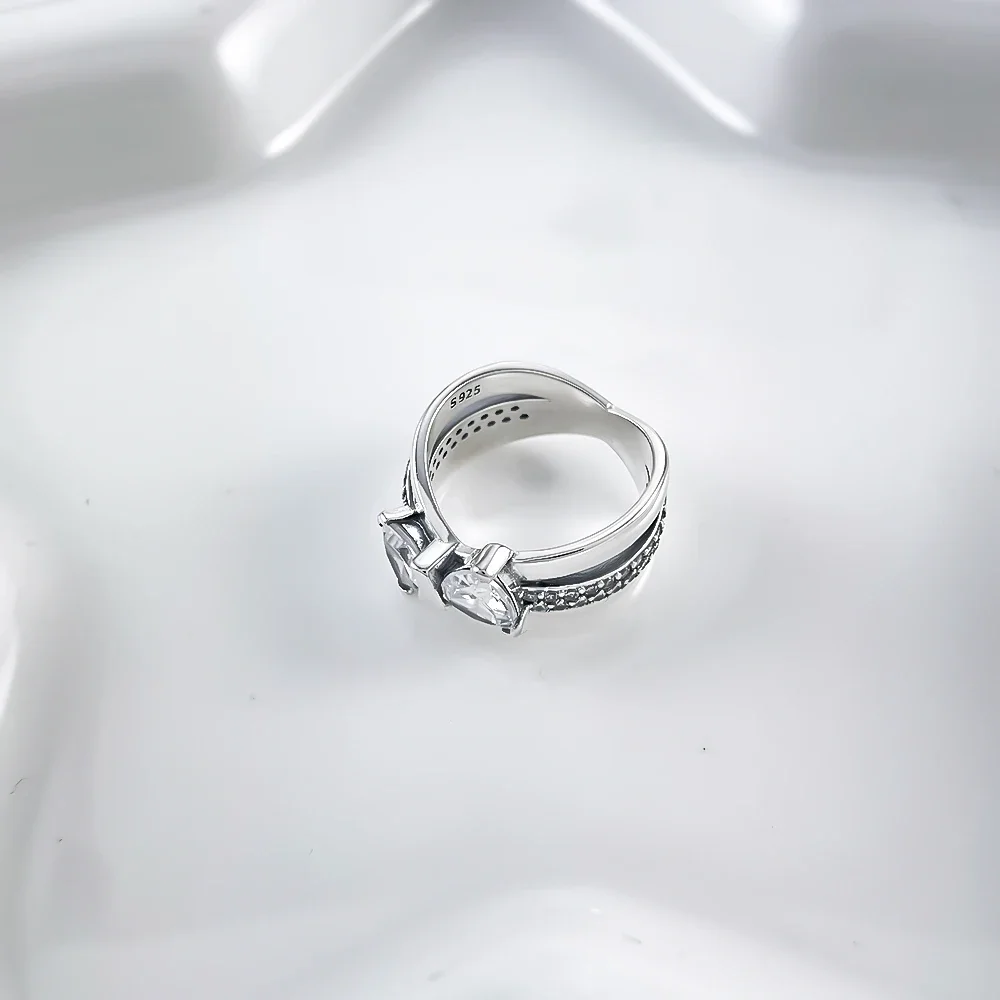 Серебро 925, новое сверкающее кольцо с бантом - Фотография_2
