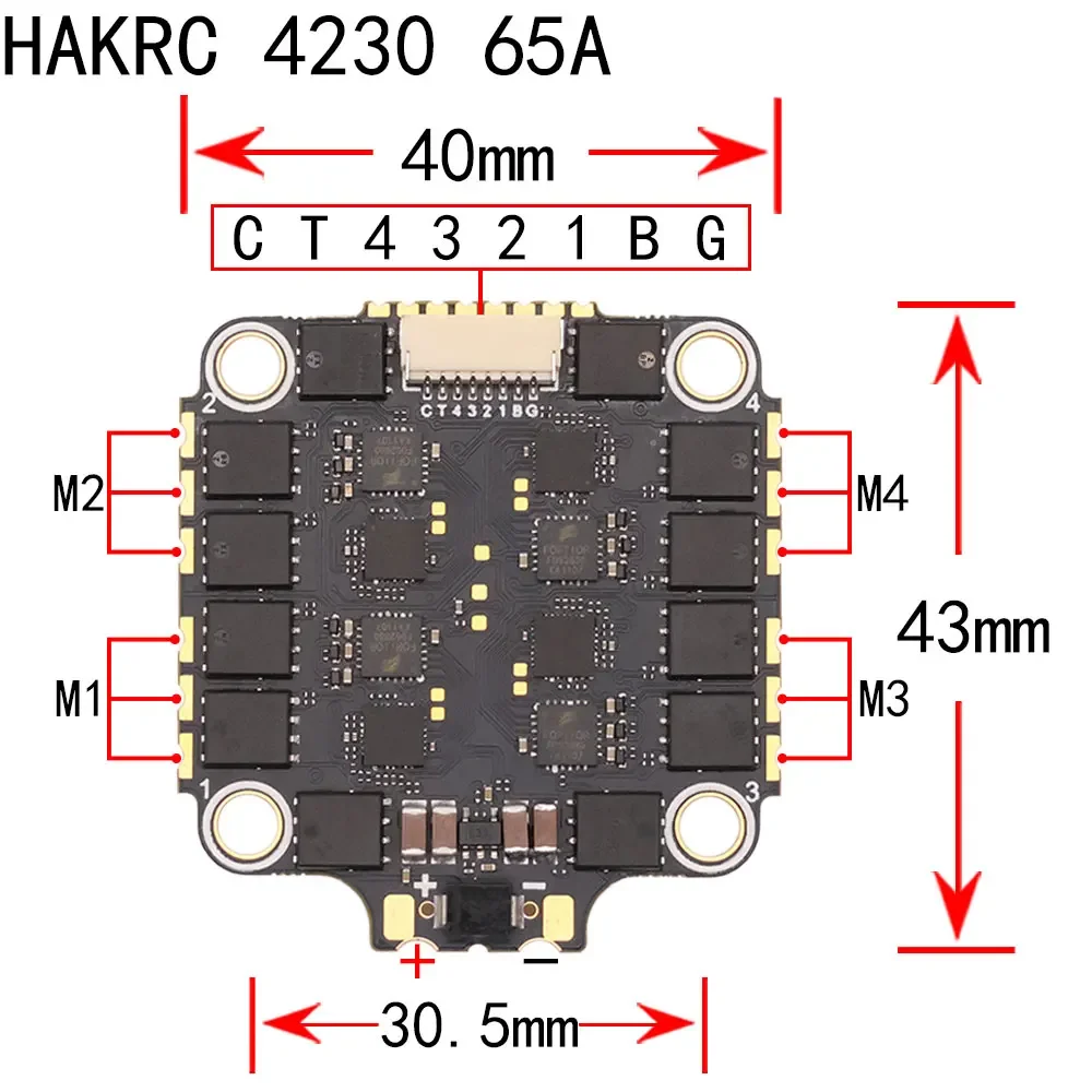 Hakrc 32bit 65a blheli_32 2-8s 4in1 бесщеточный esc 30 - Фотография_5