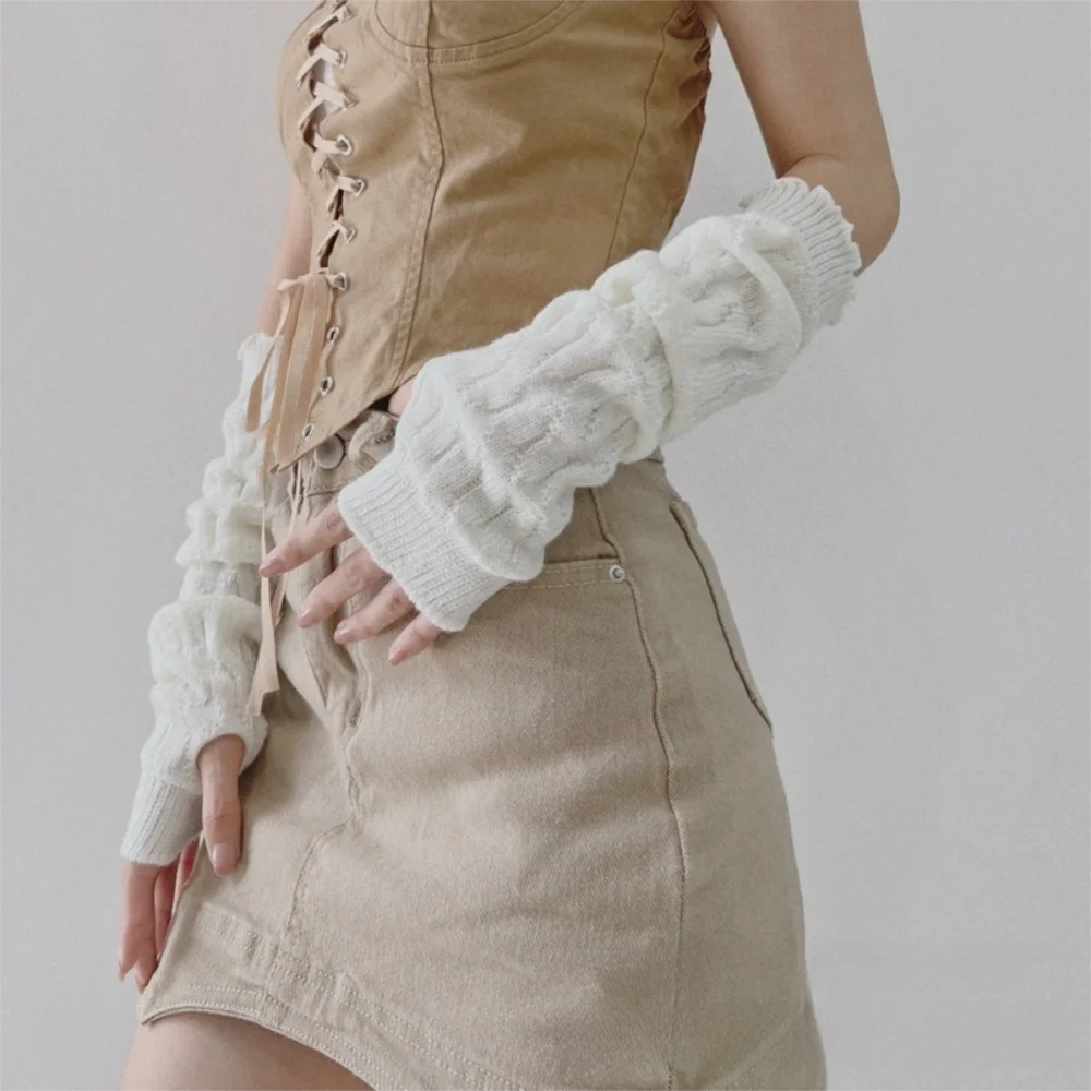 Модные длинные теплые перчатки - Фотография_4