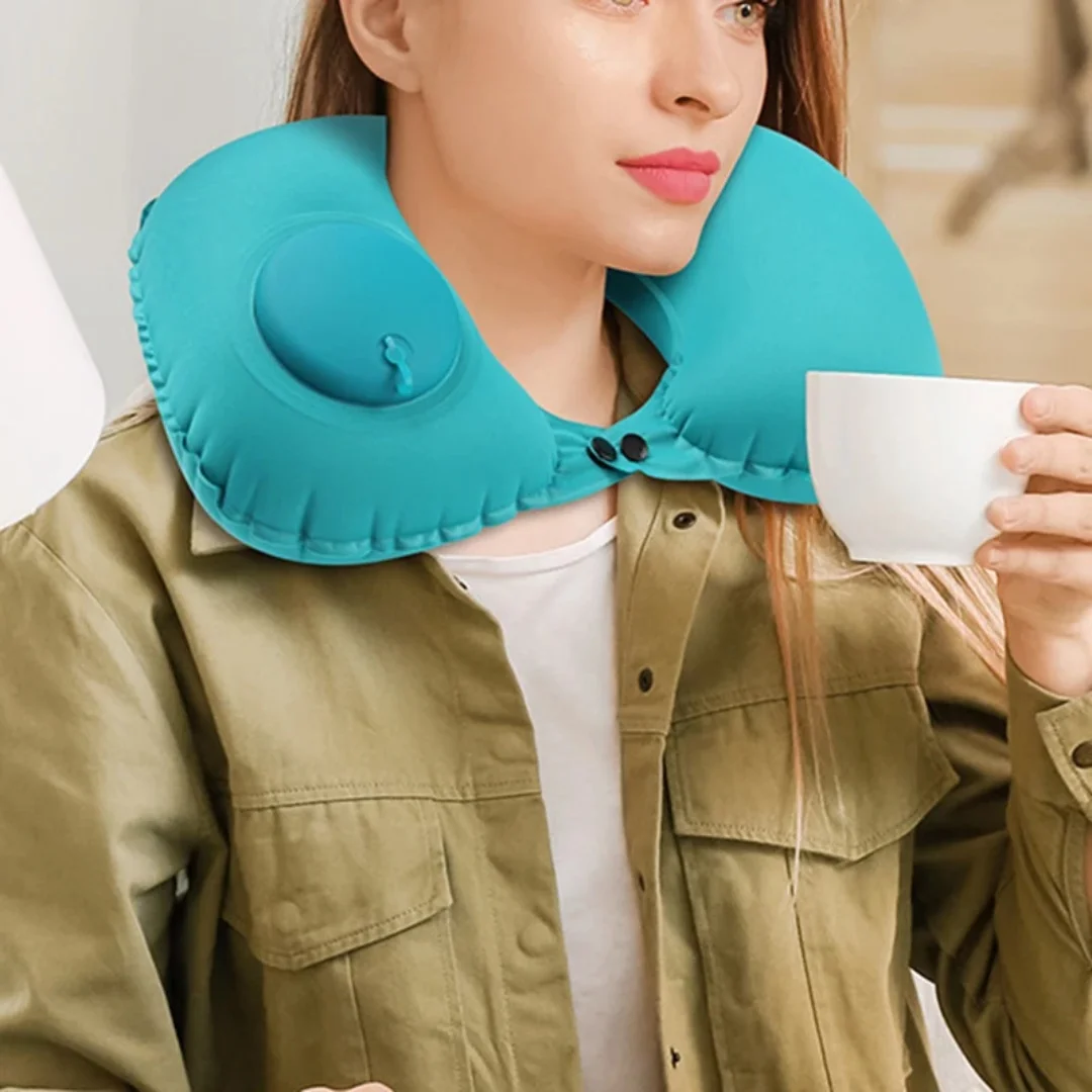 U-образная автоматическая воздушная надувная подушка для шеи - Фотография_6