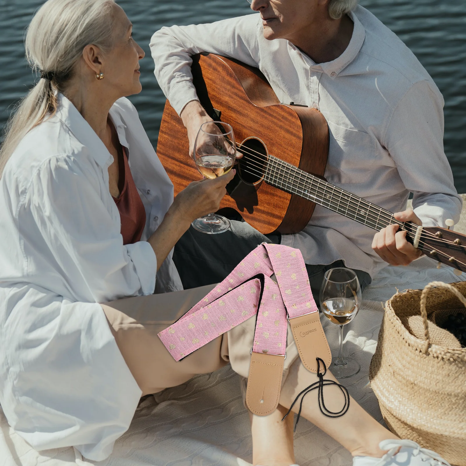 Гитарный ремень розовый легкий - Фотография_4