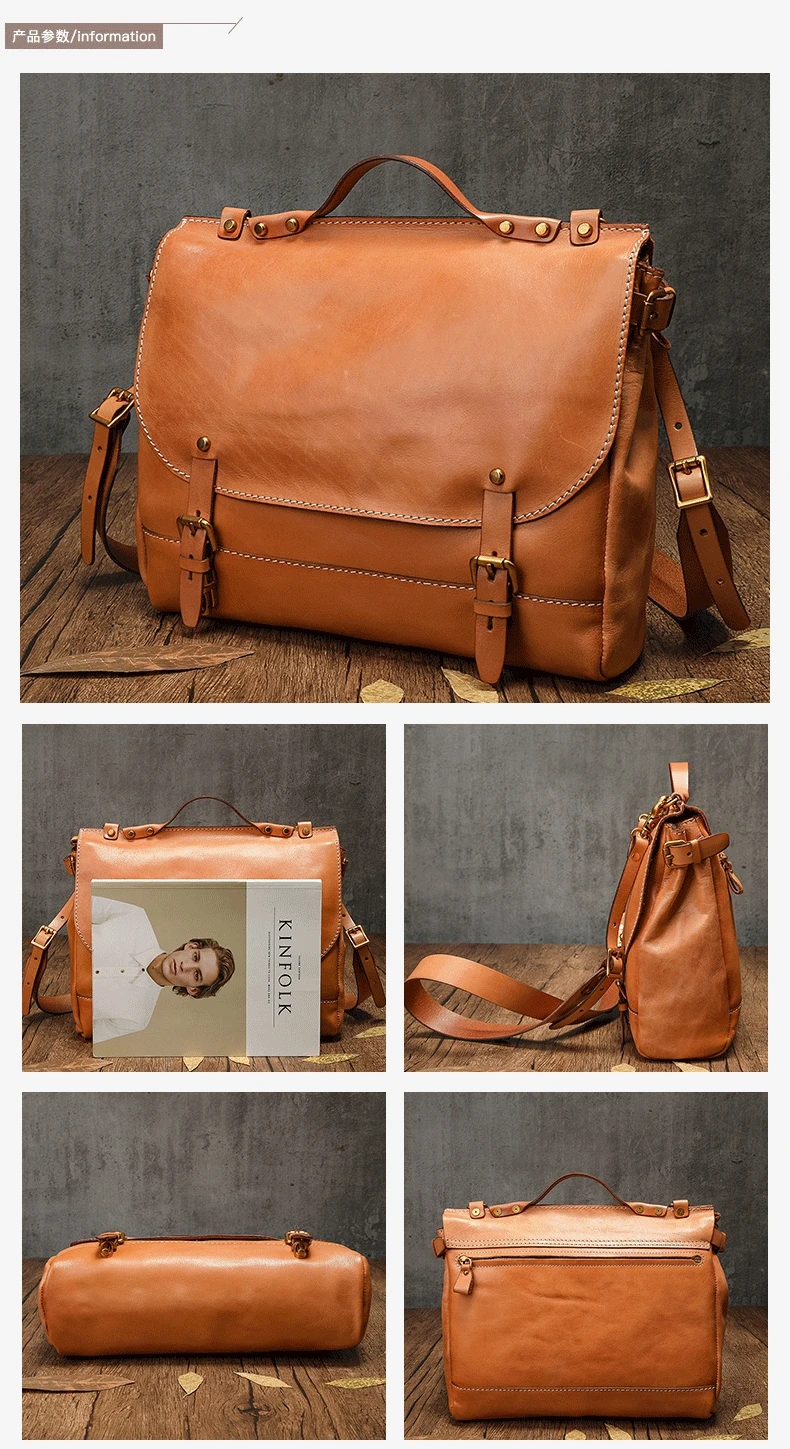 Pndme винтажный высококачественный мужской портфель из натуральной кожи - Фотография_6