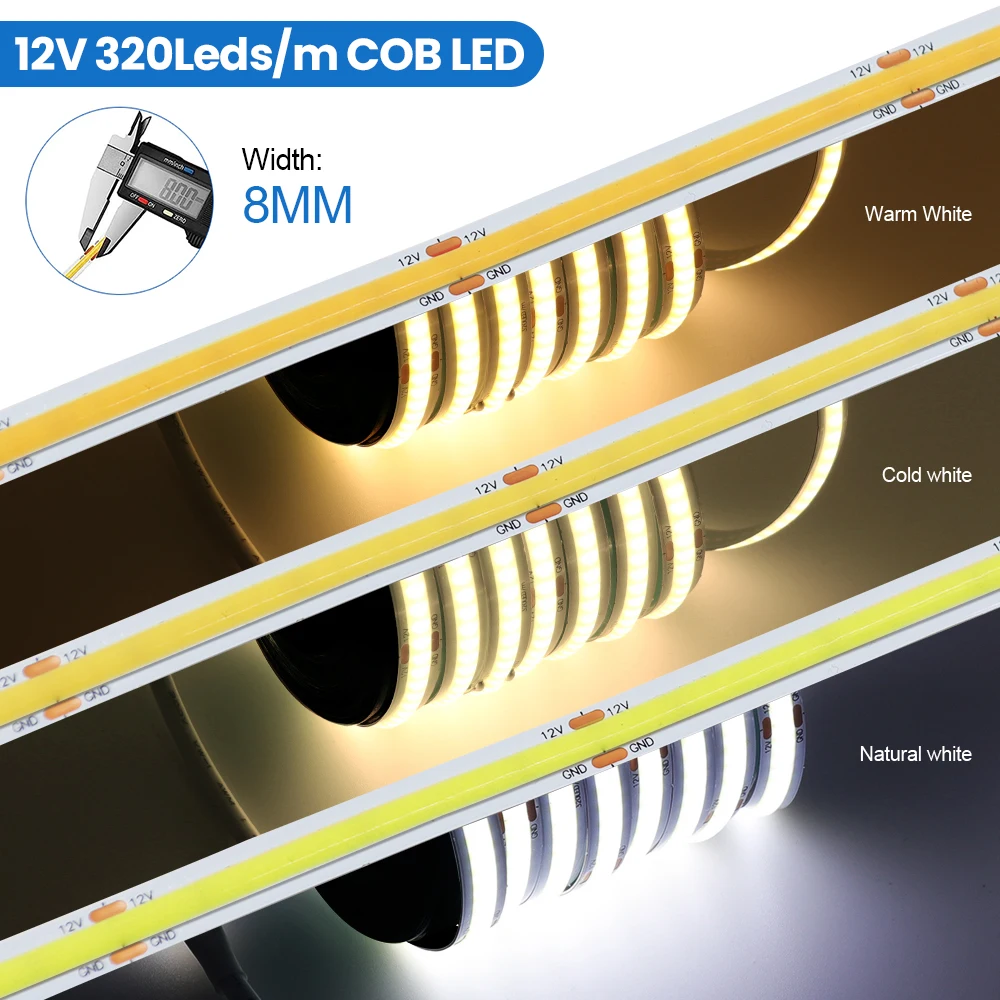 Dc 12v 24v cob strip 320leds/m - Фотография_6
