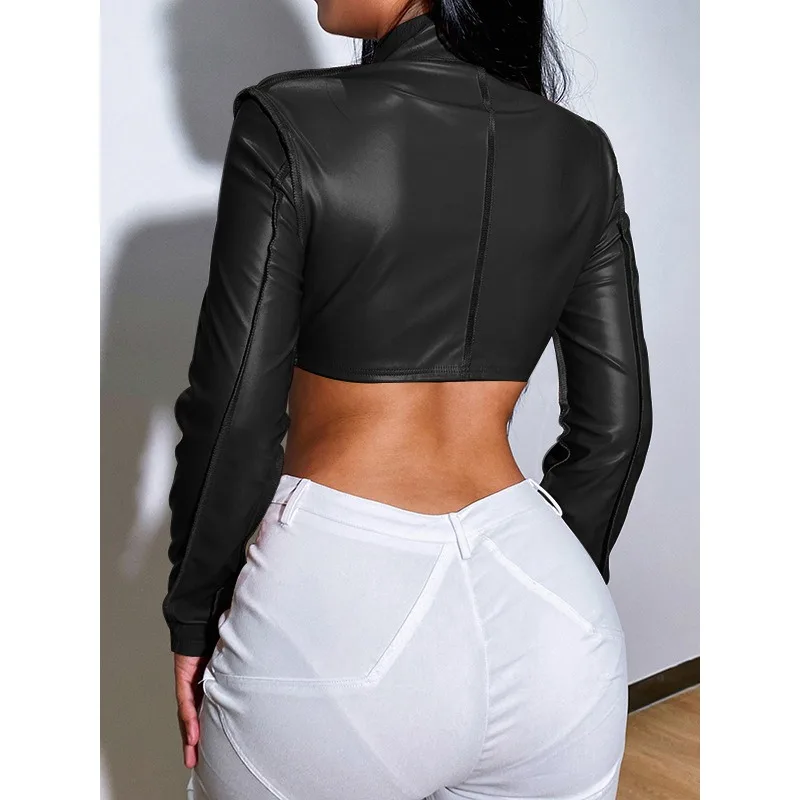 Женские короткие куртки krisnanas succint блестящего цвета - Фотография_5