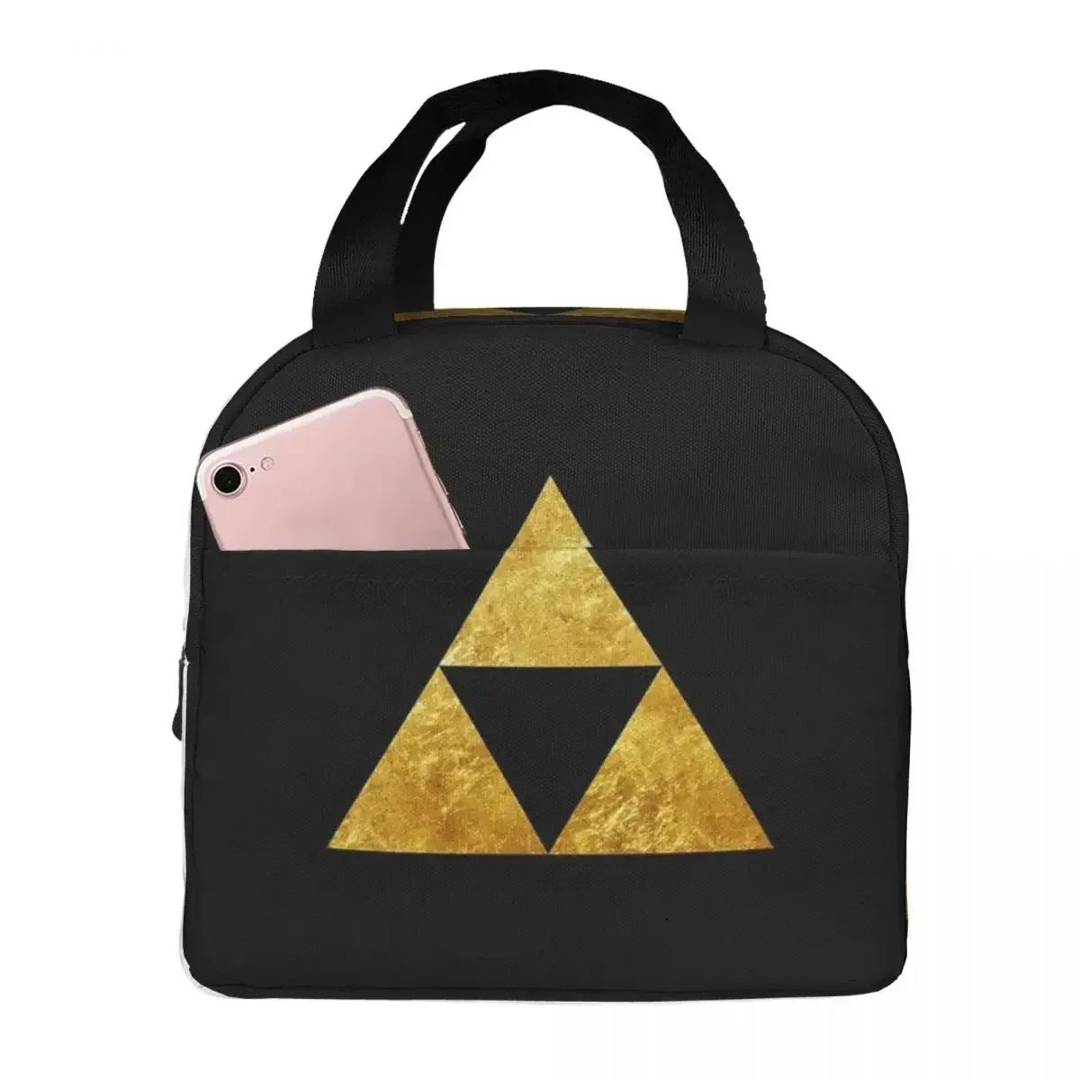 Золотые изолированные сумки для обеда с символом triforce zelda
