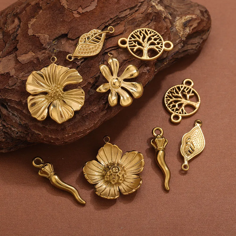 Подвески из нержавеющей стали с цветком и клубникой - Фотография_3