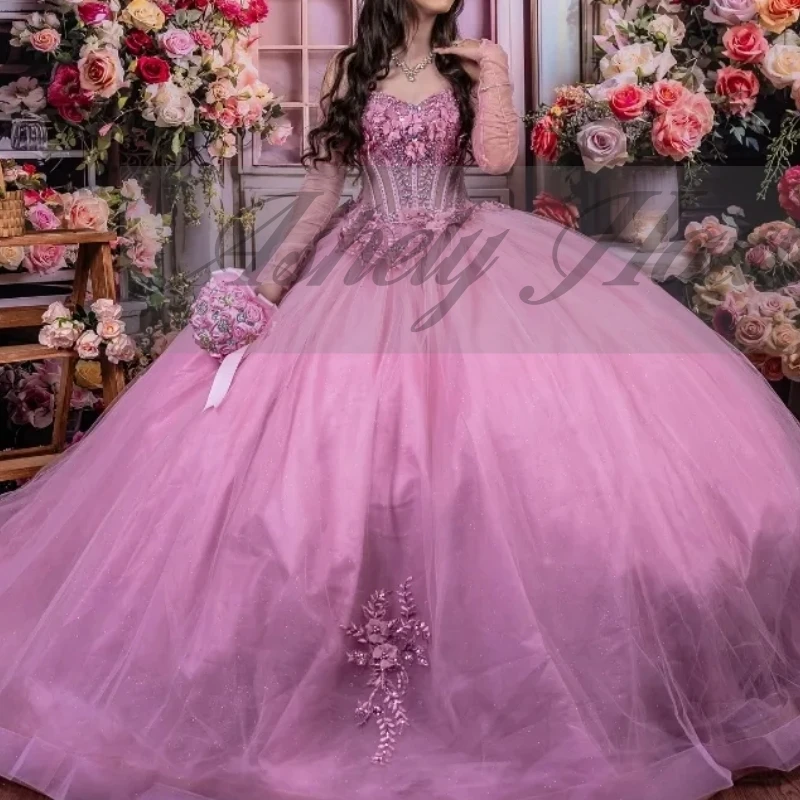 Ярко-розовое 15-летнее платье quinceanera - Фотография_2