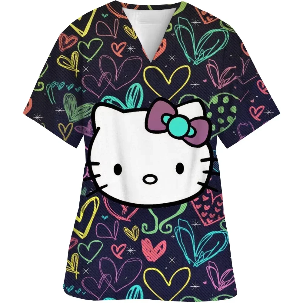 Футболка с v-образным вырезом и карманом «hello kitty care workers»