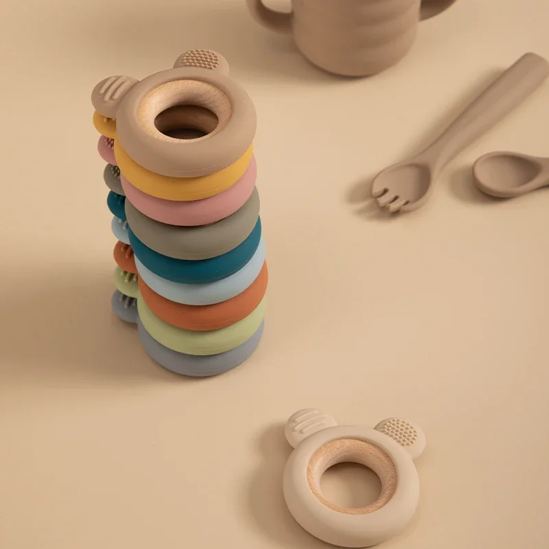 Детское силиконовое деревянное кольцо-прорезыватель - Фотография_3