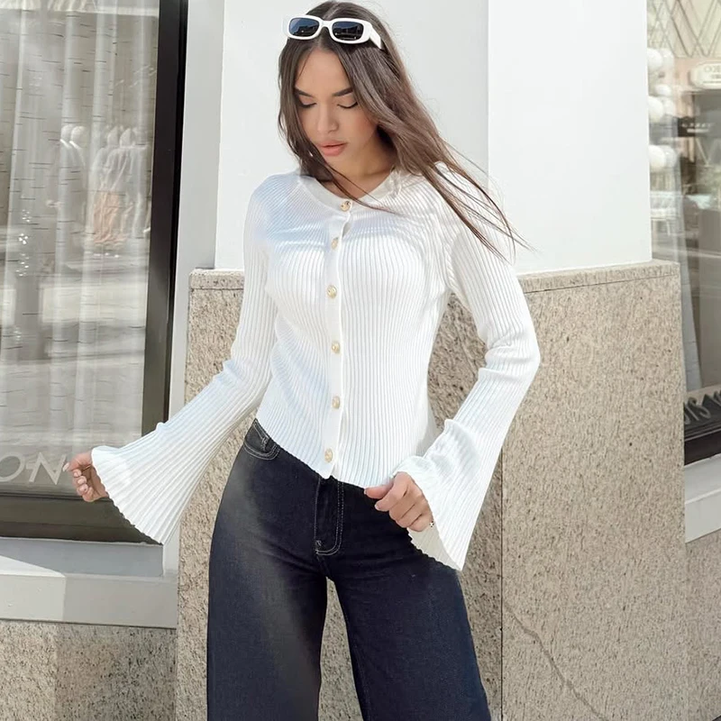 Tornova вязаный кардиган с длинными рукавами для женщин - Фотография_6