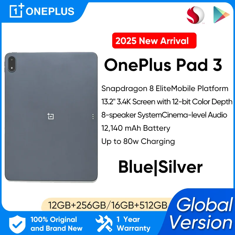 Глобальная версия oneplus pad 3 12 гб 256 гб планшет snapdragon 8 elite 13