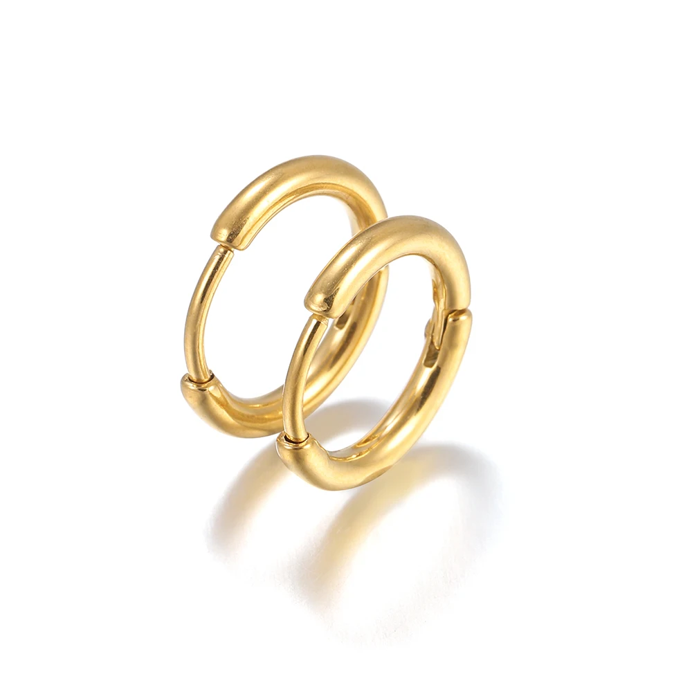 Круглые серьги-кольца из нержавеющей стали золотого цвета - Фотография_4