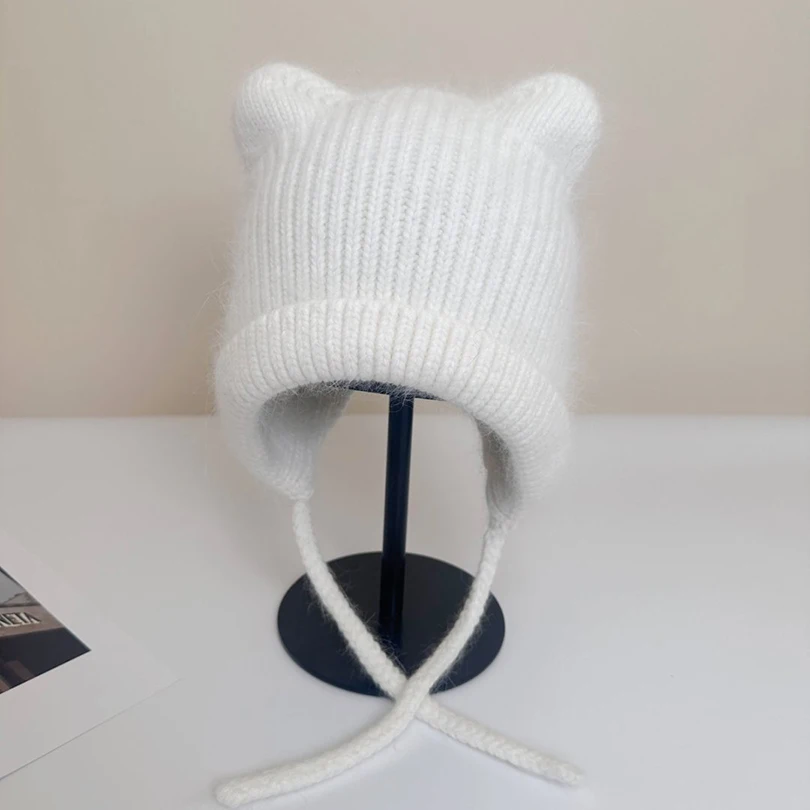 Шапка-ушанка, женская зимняя вязаная шапка из ангоры - Фотография_2