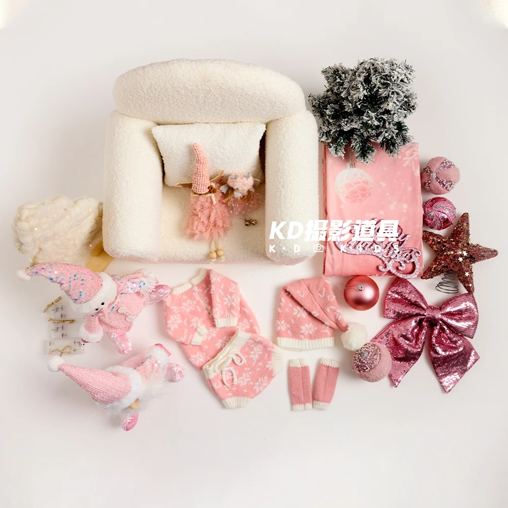 Розовый рождественский реквизит для фотосъемки новорожденных - Фотография_6