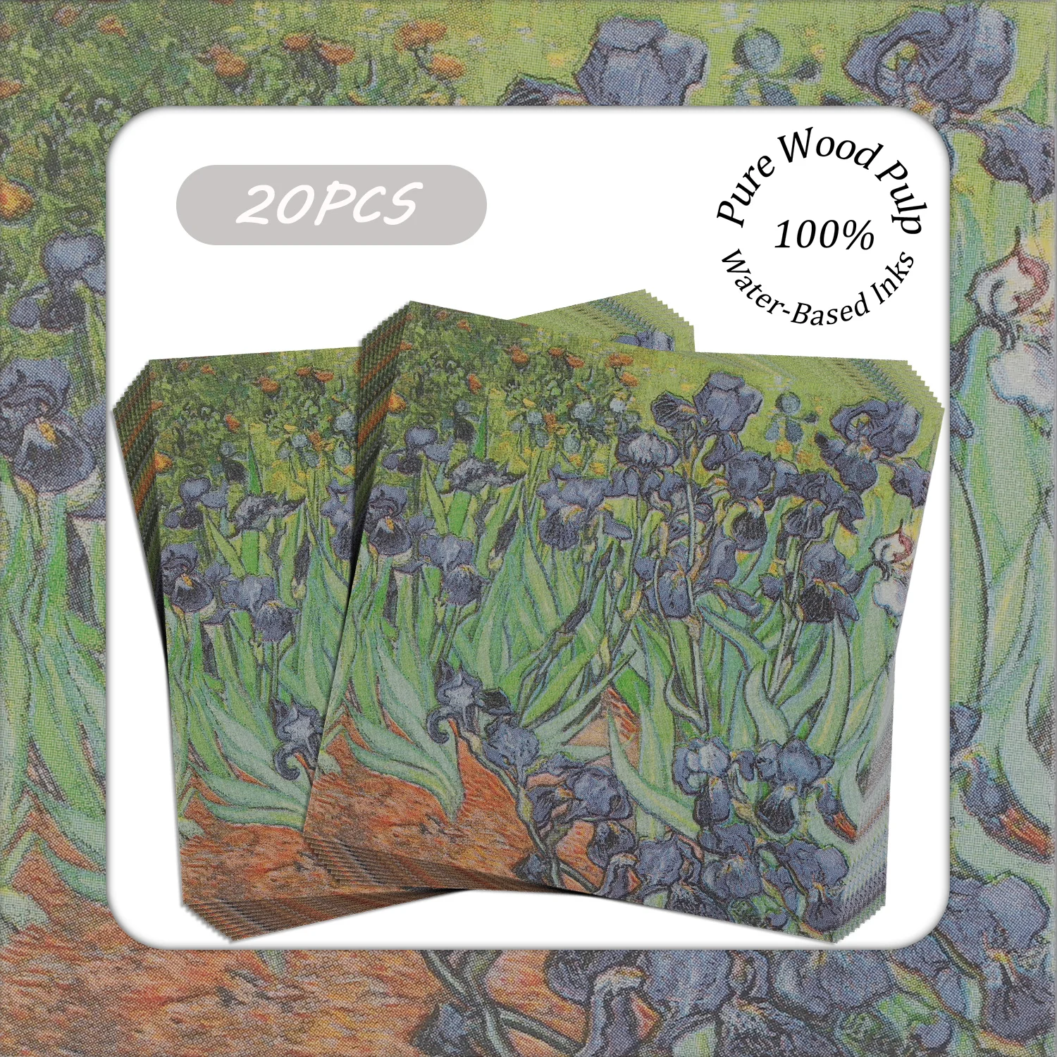 Бумажная салфетка с принтом van gogh irises из чистой древесной массы