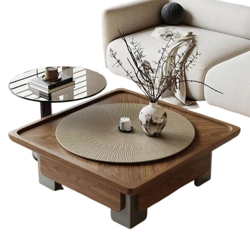 Скандинавские роскошные дизайнерские журнальные столики из цельного дерева - Фотография_6