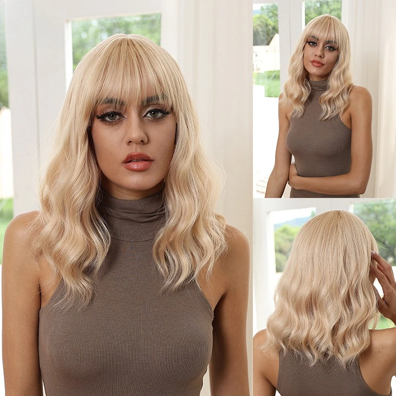 Парик hot light gold wave curl wig