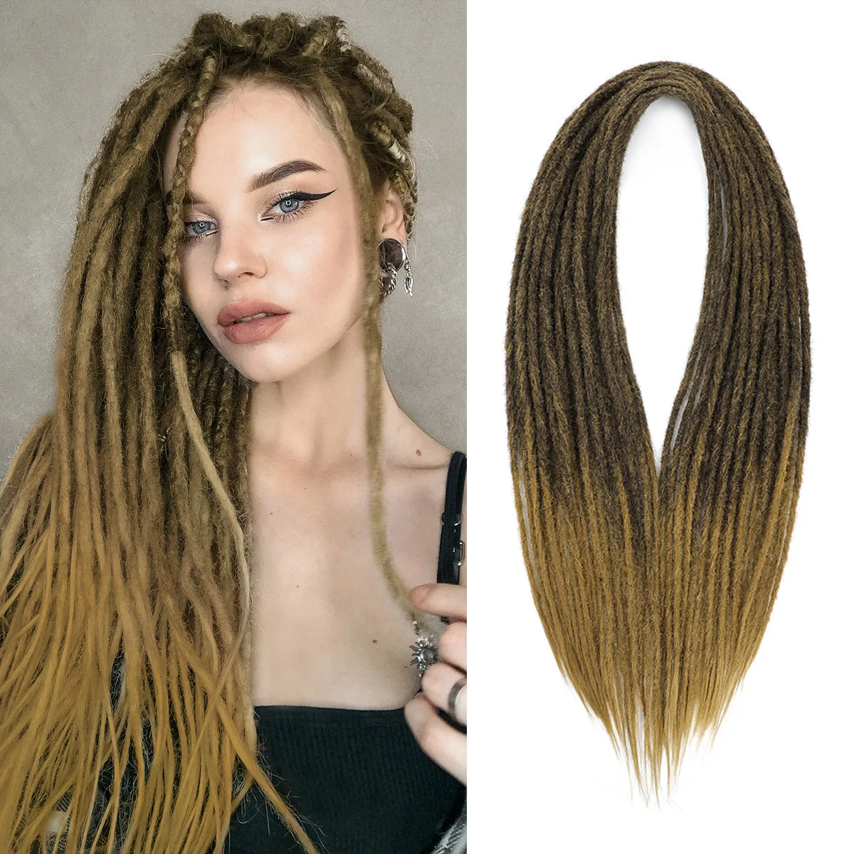 24-дюймовые мягкие двусторонние дреды для наращивания волос - Фотография_2