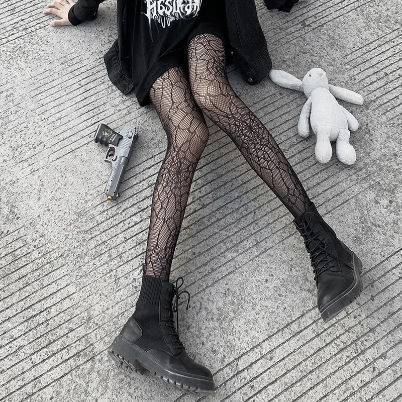 Классические ажурные кружевные сетчатые чулки в стиле лолиты - Фотография_2