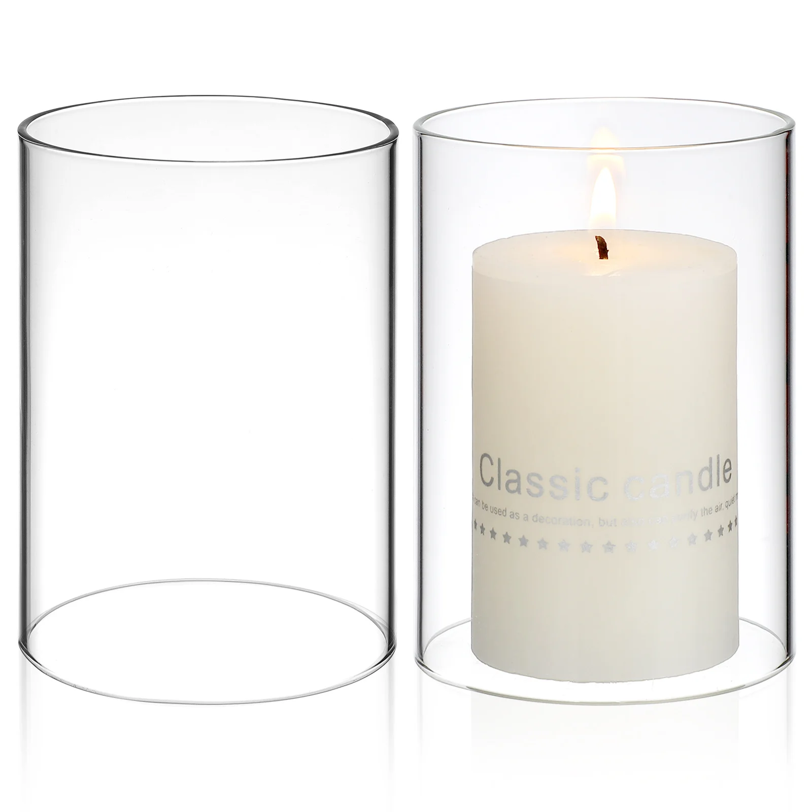 Прозрачные цилиндрические стеклянные абажуры с открытым концом - Фотография_4