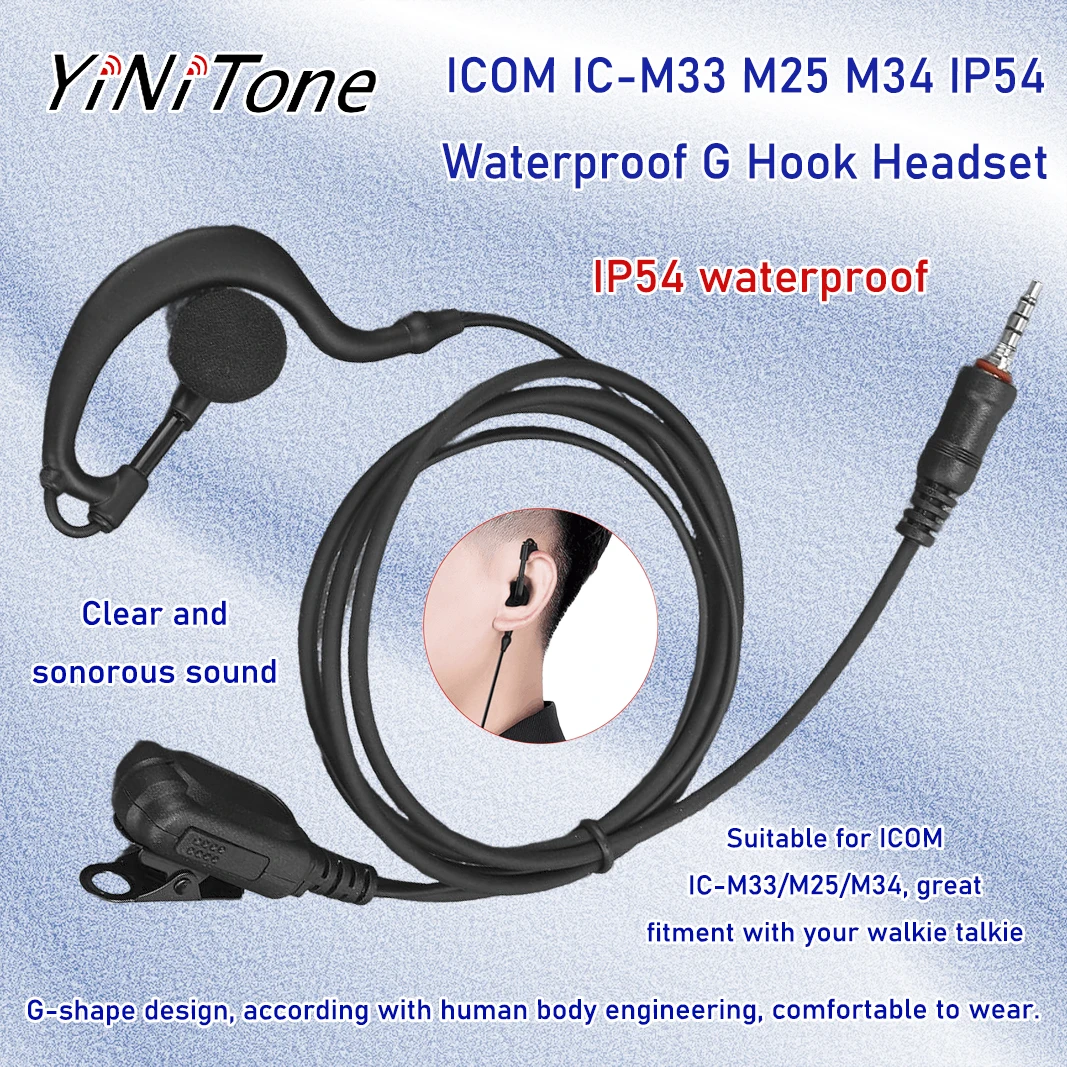 Гарнитура с ушным крючком g-образной формы для icom ic-m33 m25 m34
