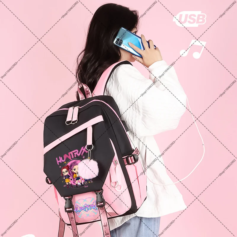 Kpop demon hunters школьный рюкзак с зарядкой через usb - Фотография_2